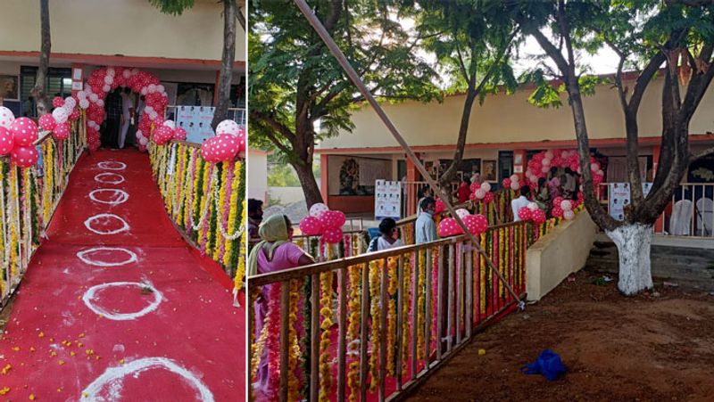आंध्र प्रदेश की तिरुपति (SC) लोकसभा सीट पर मतदान करने पहुंचे वोटरों का यूं स्वागत किया गया।