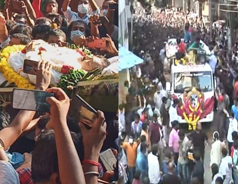 The public at the funeral carrying saplings in their hands at actor vivek funeral