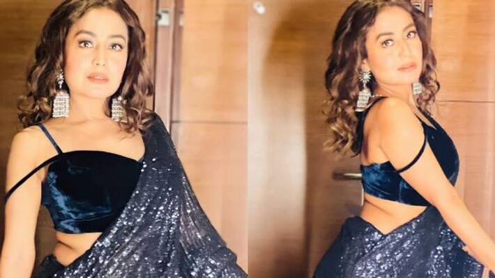 Neha Kakkar glitters in shimmer saree Neha Kakkar glitters in shimmer saree