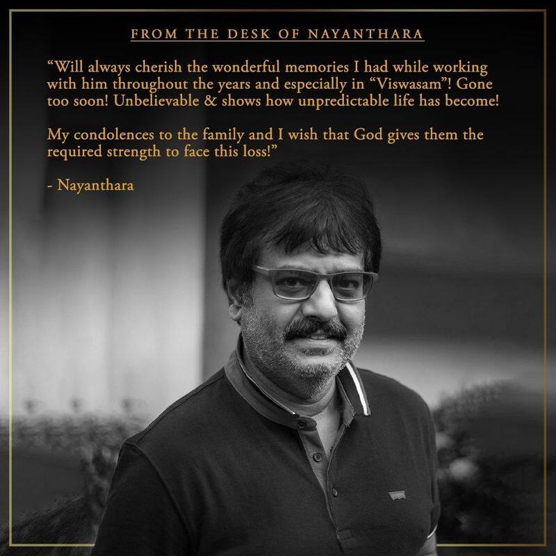 nayanthara say condolence twit for actor vivek