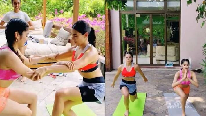 Sara Ali Khan and Janhvi Kapoor workout video Sara Ali Khan and Janhvi Kapoor workout video