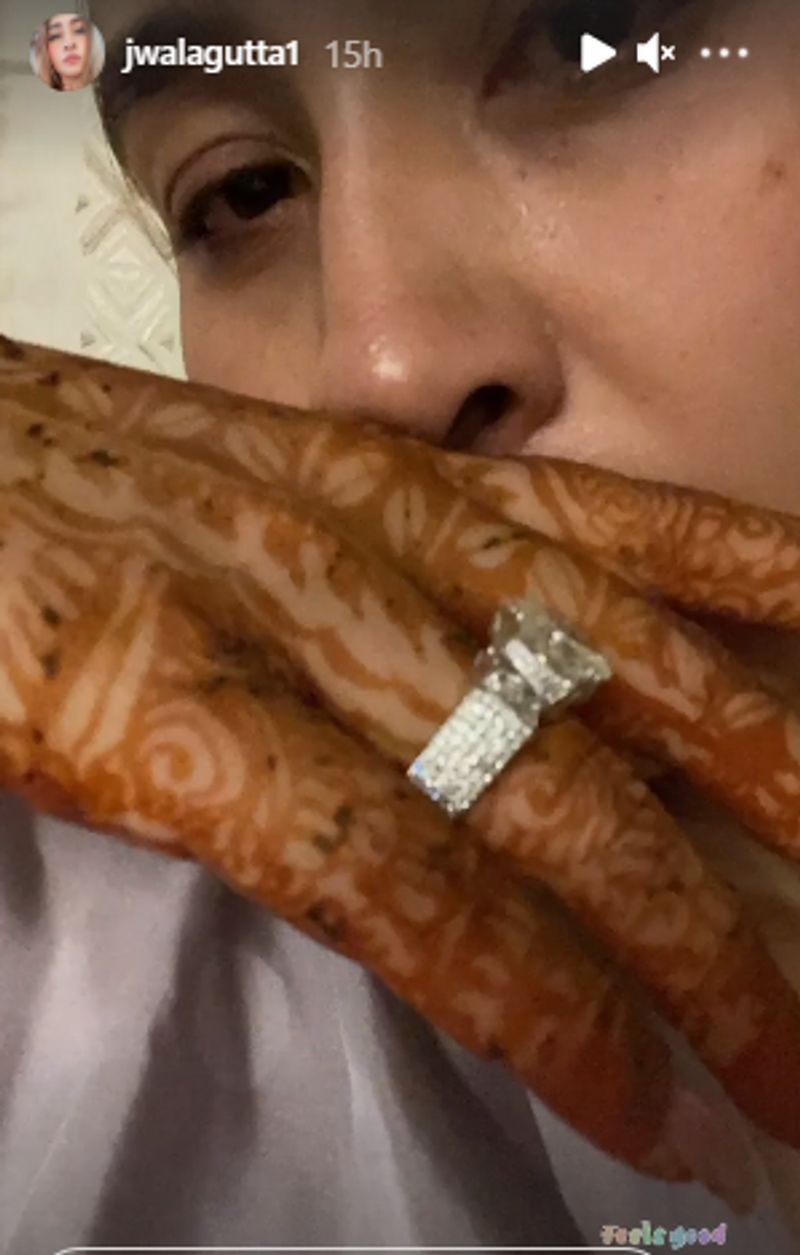 Gutta shared the pictures of the same on Instagram in the form of stories. Her engagement ring seemed to be made up of diamond.
