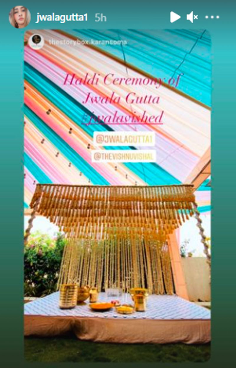 While Gutta shared a video of herself walking into the Sangeet ceremony, she also revealed the look of the setup ahead of her wedding.