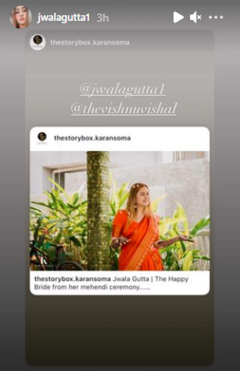 As for here, this happens to be a still from Gutta's mehndi ceremony.