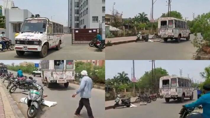 Covid patient dead body fell down from ambulance in Bhopal Covid patient dead body fell down from ambulance in Bhopal