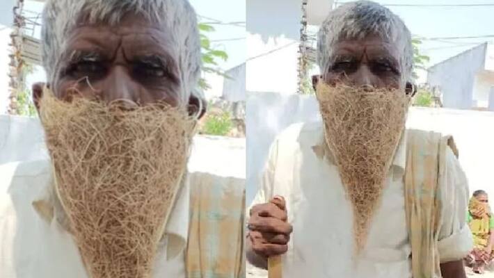 old man wears nest instead of mask old man wears nest instead of mask
