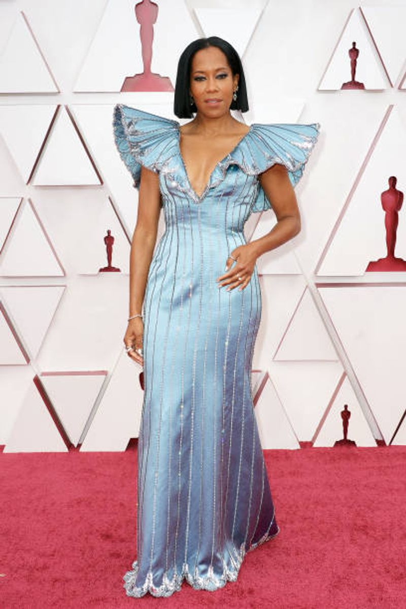 Regina King looked gorgeous in the Louis Vuitton gown. (Image: Instagram)
