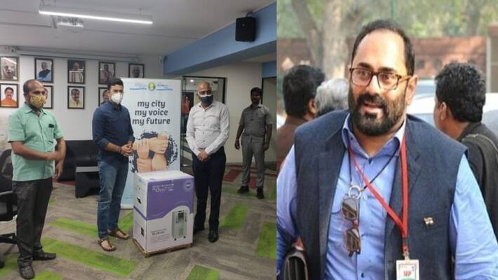 Rajeev Chandrasekhar donated 15 Oxygen concentrators to save the lives of Covid affected patients Rajeev Chandrasekhar donated 15 Oxygen concentrators to save the lives of Covid affected patients