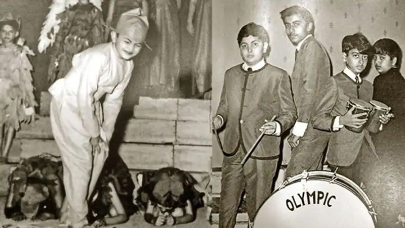 वाशिंगटन हाई स्कूल में पहले स्टेज शो के दौरान ऋषि कपूर। फ्रेंड्स राजू नंदा, मिहीर चिनाय और राहुल रवैल के साथ ऋषि कपूर।