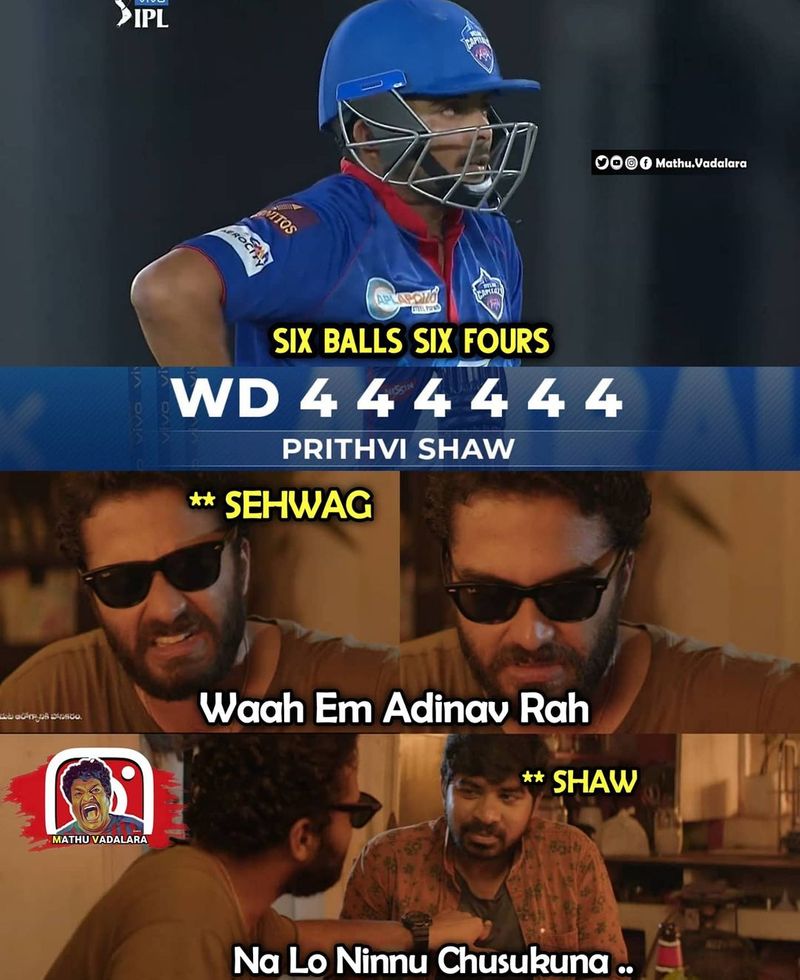 ఢిల్లీ క్యాపిటల్స్ ఓపెనర్ పృథ్వీషా సెన్సేషనల్ ఇన్నింగ్స్పై సోషల్ మీడియాలో వైరల్ అవుతున్న మీమ్స్...
