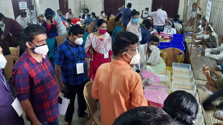The counting of votes has started .. The counting of postal votes is in full swing .. It will end soon The counting of votes has started .. The counting of postal votes is in full swing .. It will end soon