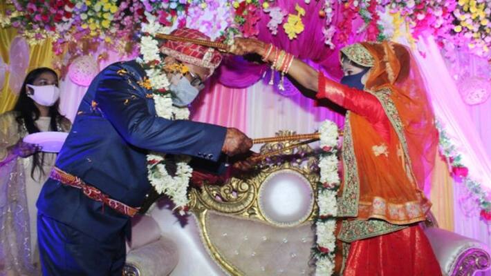 Bride Groom Social Distancing Twist To Wedding amid covid spread Bride Groom Social Distancing Twist To Wedding amid covid spread