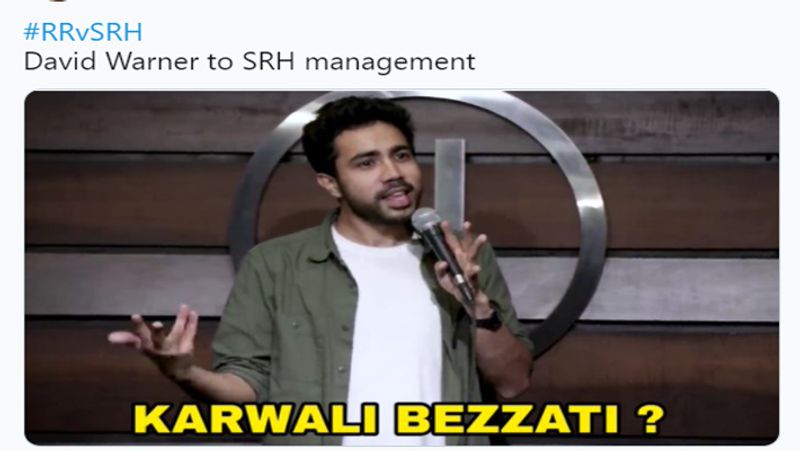 <p>सोशल मीडिया पर SRH को लेकर कई तरह के मीम्स वायरल हो रहे है। एक यूजर ने लिखा कि, 'करवाली बेइज्जती।'</p>