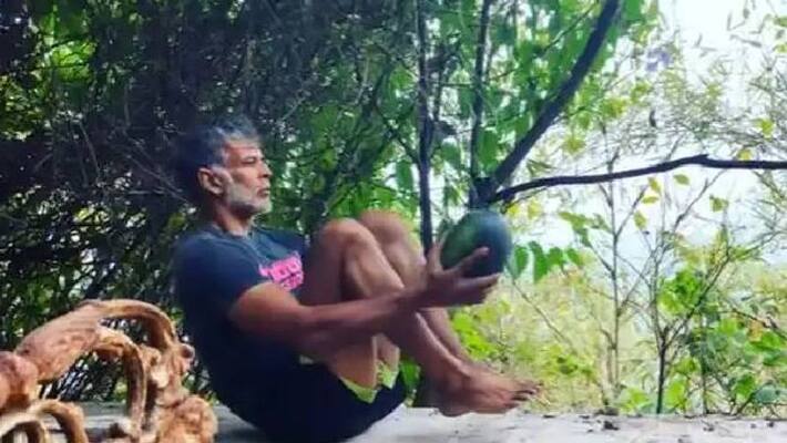 watermelon as Milind Soman s workout prop watermelon as Milind Soman s workout prop