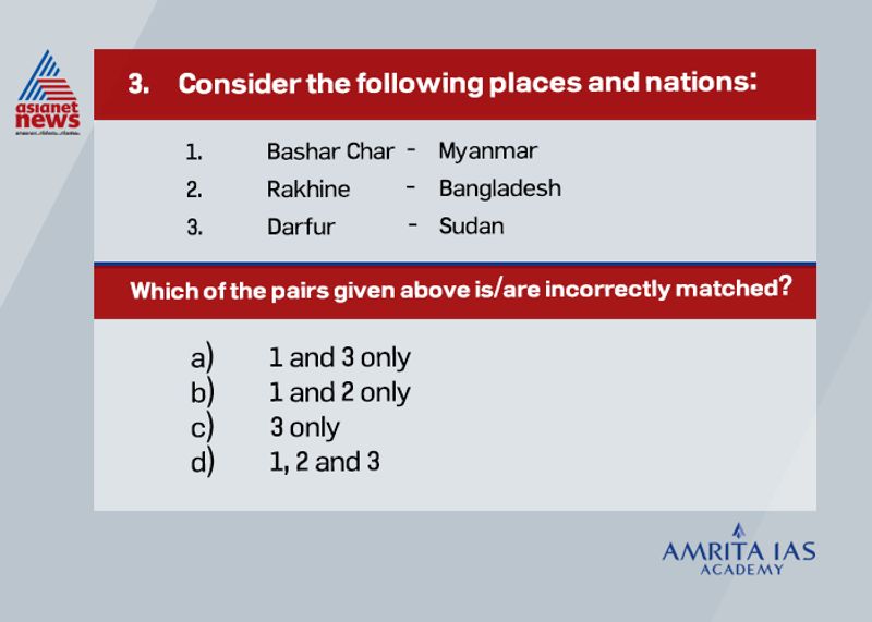 Answer(b) Bashan Char is an island in Bangladesh where Rohingyas are now relocated. Rakhine is a province in Myanmar where Rohingyas are a considerable minority.