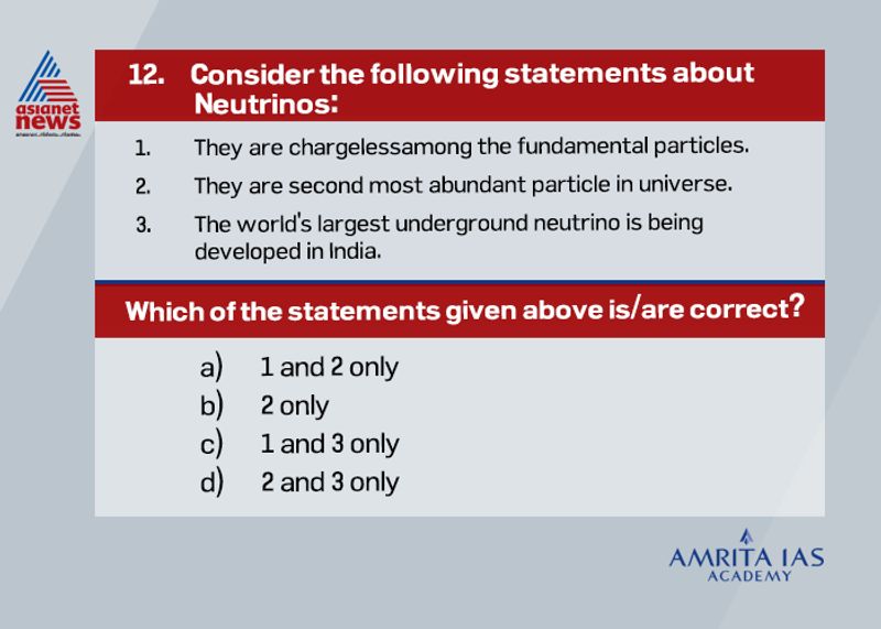 Answer(a) Neutrinos were detected for the first time in 1959, and are now considered to be the second most abundant particle in the universe — after the photon, or light particle. They are extremely small and with no charge, so can pass easily through all kinds of matter. The world’s largest underground neutrino observatory is being built in Kamiokande, Japan.