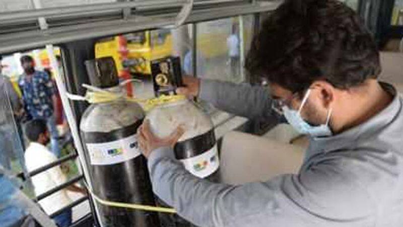 Bus service with oxygen for corona patient