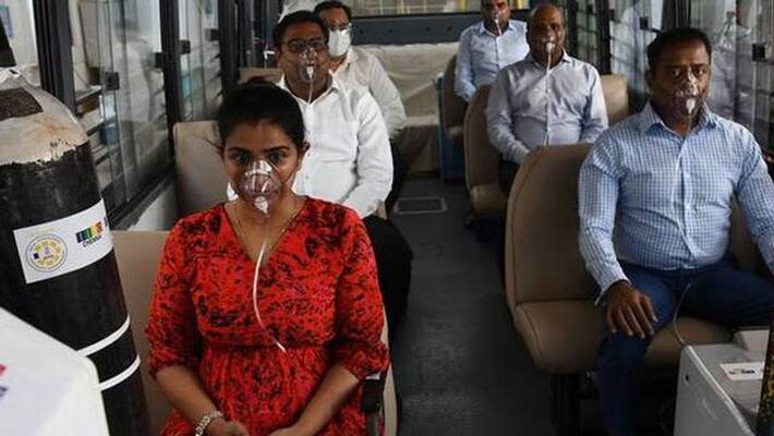 Bus service with oxygen for corona patient Bus service with oxygen for corona patient