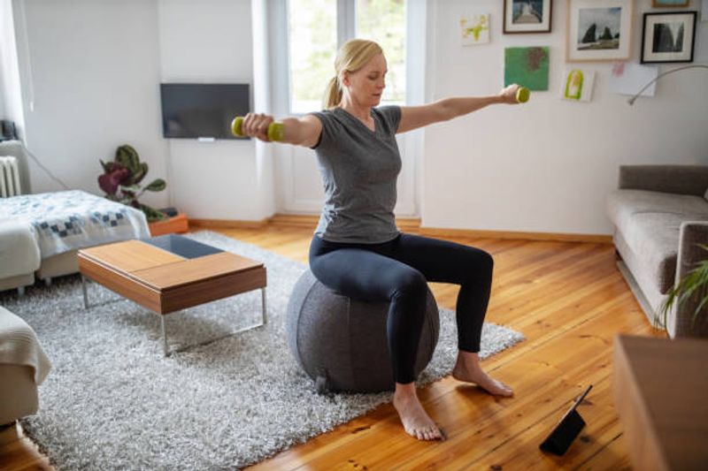 Yoga Ball
Yoga Ball is actually perfect to buy for home. This ball saves time and also improves the core muscle; it tones and sculpts your shoulders, arms, hips, thighs and other muscle groups.
