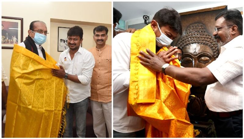அதன் பிறகு திமுக கூட்டணியில் இடம்பெற்றுள்ள விசிக தலைவர் திருமாவளவனை நேரில் சந்தித்து உதயநிதி வாழ்த்து பெற்றார். தொடர்ந்து மதிமுக பொதுச் செயலாளர் வைகோவையும் உதயநிதி நேரில் சென்று சந்தித்தார். 