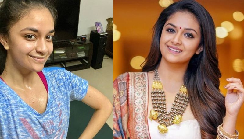 `మహానటి` కీరిస్తురేష్ మేకప్ లేకుండా క్యూట్గా ఉంది.