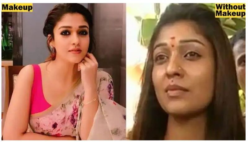 నయనతార మేకప్ లేని తేడా స్పష్టంగా కనిపిస్తుంది.