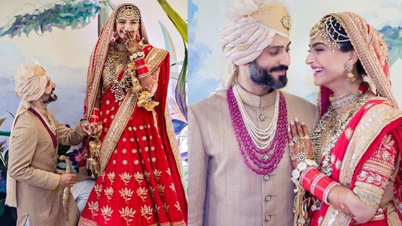 शादी के दौरान सोनम के होनेवाले पति आनंद आहूजा ने उन्हें घुटनों पर बैठकर प्रपोज किया था। ये देख सोनम अपनी हंस नहीं रोक पाई थी। शादी के दौरान सोनम लाल जोड़े में बेहद खूबसूरत नजर आ रही थी।