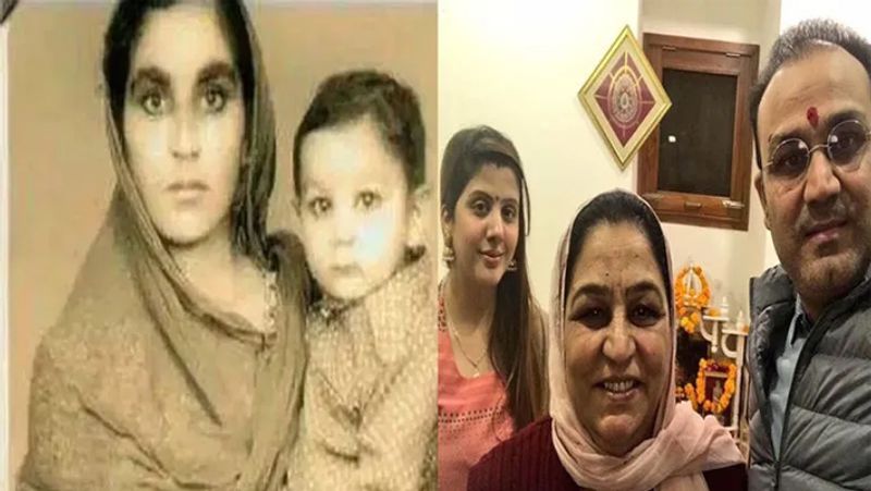 वीरेंद्र-कृष्णा सहवाग
वीरेंद्र सहवाग अपने माता-पिता के चार बच्चों में तीसरी संतान हैं। सहवाग से बड़ी दो बहनें मंजू और अंजू हैं जबकि उनका एक छोटा भाई विनोद हैं। सहवाग बताते हैं कि खेलने और पढ़ाई के लिए उनकी कई बार पिटाई होती थी, लेकिन एक बार तो उनकी मां ने उनकी चप्पलों से तक से मार लगाई थी। सहवाग ने एक इंटव्यू में बताया था कि 'एक दिन मैंने अपने पिता की बीड़ी का बंडल चुरा लिया और मैं चार कजन के साथ घर के पास बने हॉस्पिटल की दीवार पर बैठ गया। हम पांचों भाई लाइन में एक साथ बीड़ी के कश लगा रहे थे। फिर क्या था, मां ने देख लिया और चप्पलों और डंडों से खूब पिटाई हुई।'