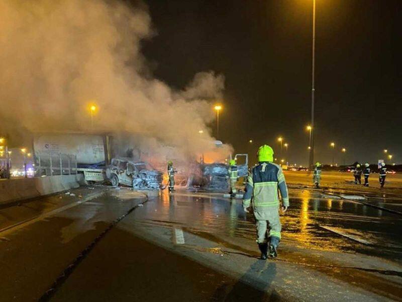 Tanker fire in Dubai after horrific accident