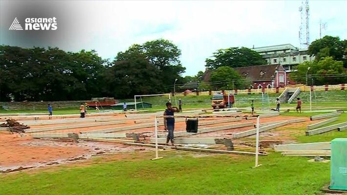 Central Stadium getting ready for pinarayi vijayan swearing Central Stadium getting ready for pinarayi vijayan swearing