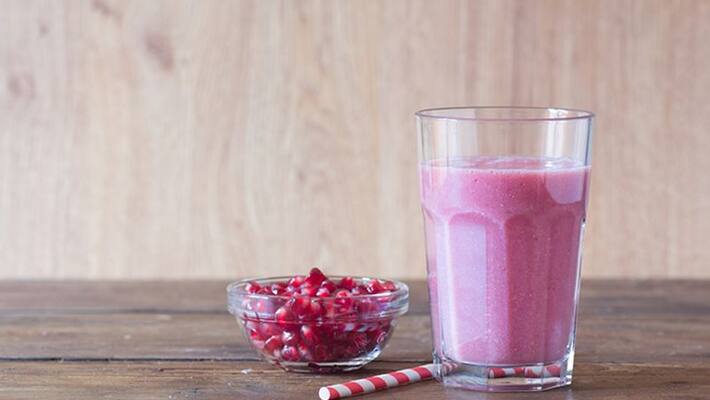 easy and healthy shake with pomegranate milk and fruit easy and healthy shake with pomegranate milk and fruit