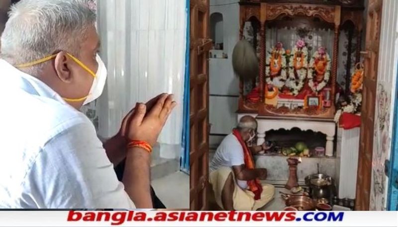 এলাকা পরিদর্শন শেষে জানকীনাথ মন্দিরে পুজোও দেন রাজ্যপাল।