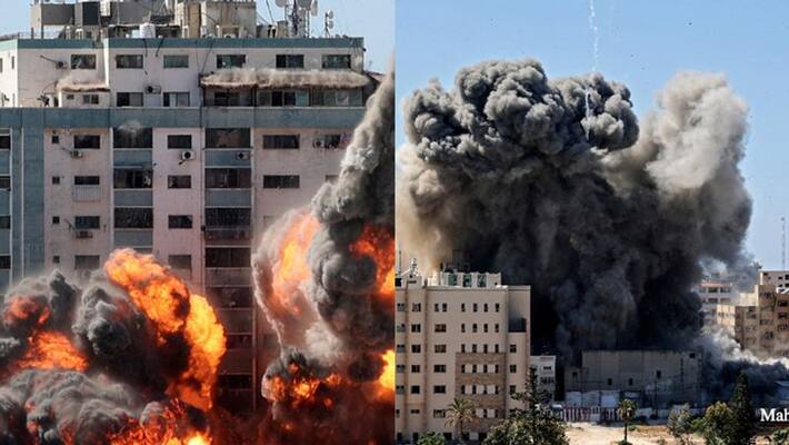 Israeli air strike attack destroyed media building in Gaza KPP Israeli air strike attack destroyed media building in Gaza KPP