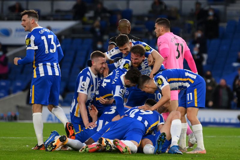 Brighton and Hove Albion shocks the champion
In the shocking game of the matchday, 16th-placed Brighton caused an upset when it tamed the newly-crowned champion City at home on Tuesday. The latter was reduced to ten men after Joao Cancelo was sent off in the tenth minute. Despite City leading 2-0 at half-time, Brighton upped its ante to pull off a memorable 3-2 win over the champion.