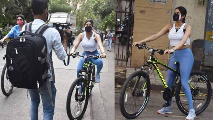 Janhvi And Khushi Kapoor Cycling In Mumbai Janhvi And Khushi Kapoor Cycling In Mumbai