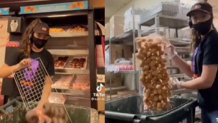 video in which dozens of donuts being thrown out video in which dozens of donuts being thrown out