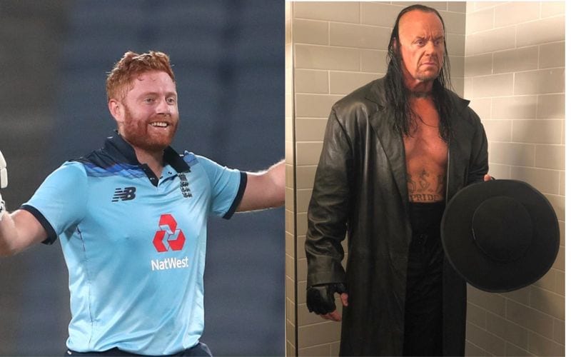 Jonny Bairstow-The Undertaker
Don't be surprised as the English wicketkeeper-batsman is known for his deadly batting, especially as an opener in the shortest format. Speaking of deadly, his looks also represent that of a dangerous professional wrestler, the legendary Undertaker from World Wrestling Entertainment. Nicknamed The Dead Man, Undertaker was renowned for inflicting fear onto his opponents and was a prizefighter in the ring, having won multiple world championships.