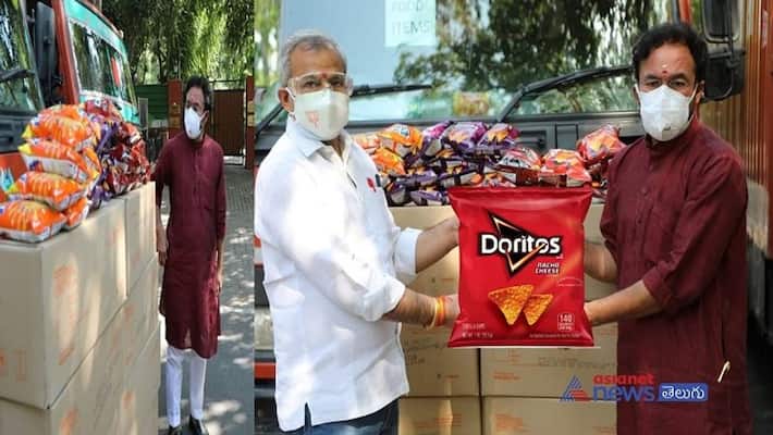 Central Minister Kishan Reddy Distributes Chips in Delhi Central Minister Kishan Reddy Distributes Chips in Delhi