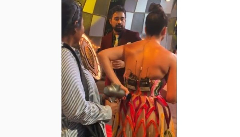 A video shared by Sunny Leone has gone viral on social media. A lady is seen moving vibrating devices all around Leone's back, and Ranvijay is seen saying that she is addicted to the gadget.