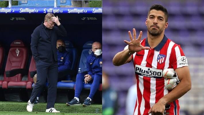 Luis Suarez against Barcelona coach Ronald Koeman Luis Suarez against Barcelona coach Ronald Koeman