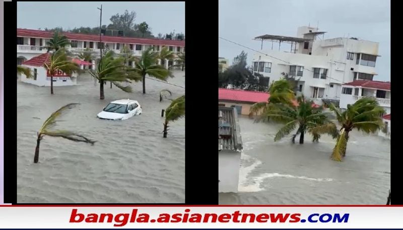 দিঘার পাশাপাশি বিপর্যস্ত মন্দারমনি। জলমগ্ন স্থানীয় হোটেলগুলি।