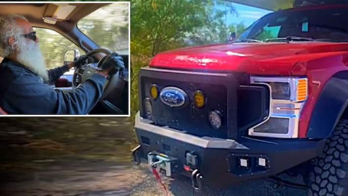 Sadhguru Jaggi Vasudev drive a modified Ford F150 pick up truck Sadhguru Jaggi Vasudev drive a modified Ford F150 pick up truck