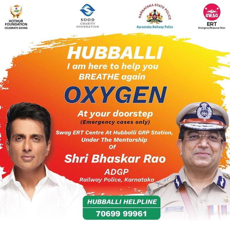 Bollywood Actor Sonu Sood Assisted Emergency Oxygen Service Center Open in Hubballi grg