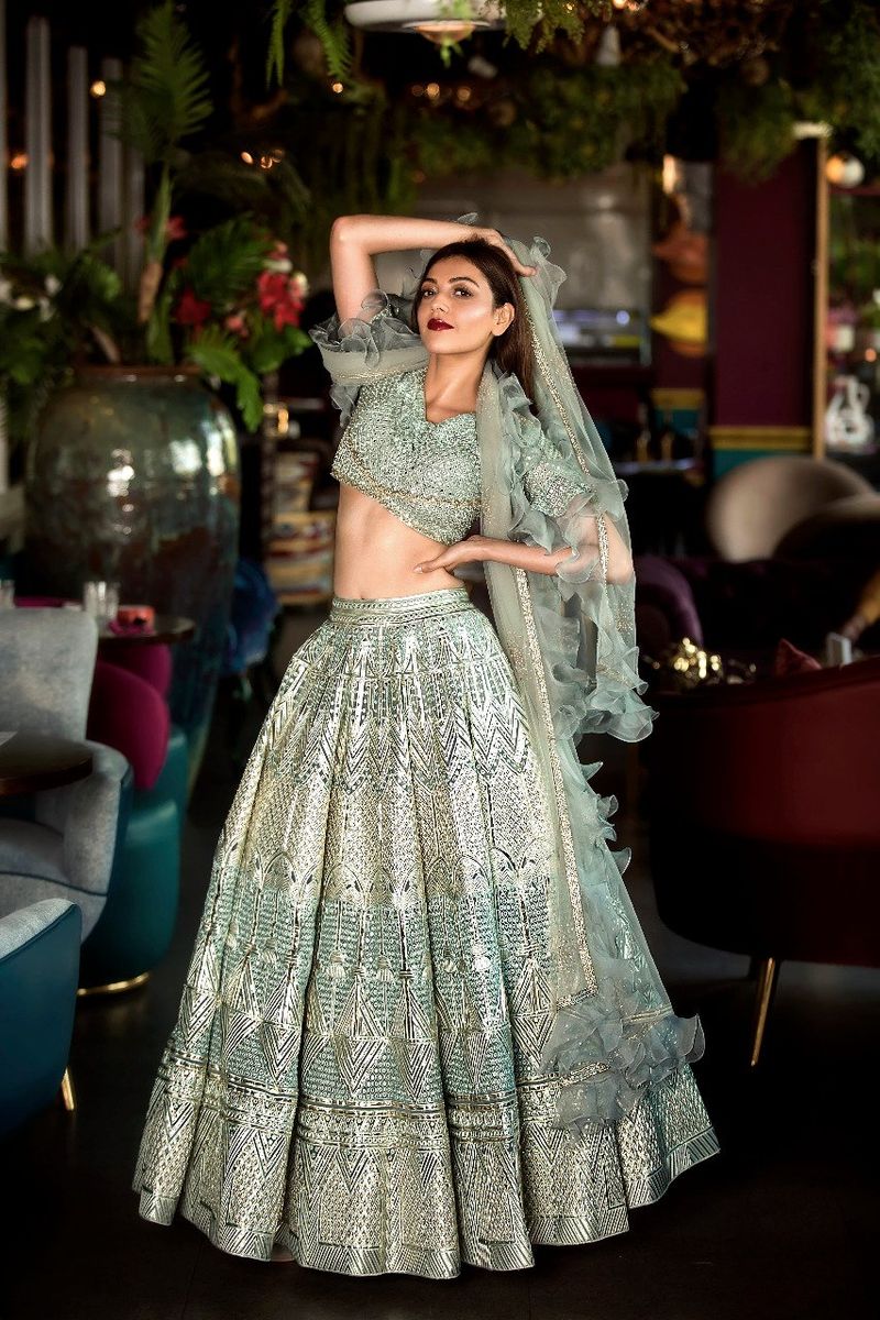 kajal sleeve less gown photo trending and big changes her body  arj