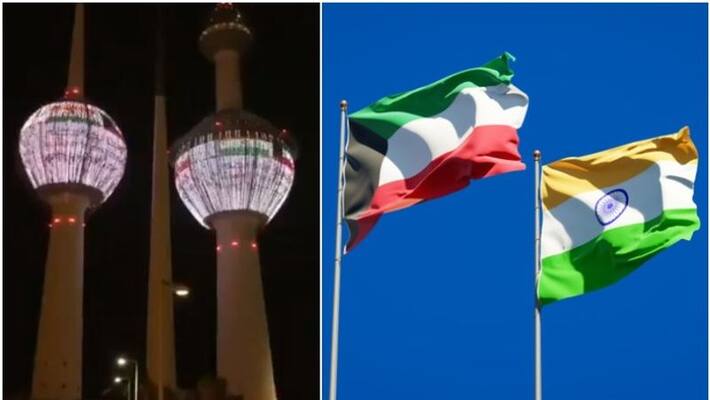 Kuwait towers lit up in the Indian Tricolour Kuwait towers lit up in the Indian Tricolour