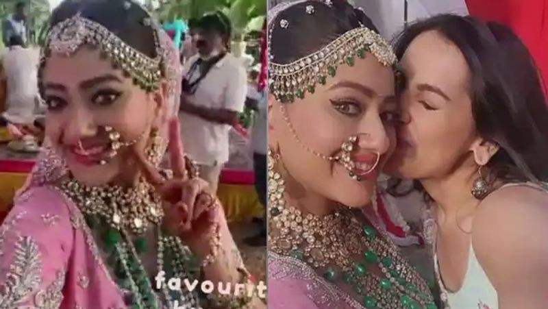 शो में हुई शादी की शूटिंग के दौरान की भी कुछ फोटोज सामने आई, जिसमें दुल्हन बनी मदालसा मस्ती के मूड में नजर आ रही है और बेहद खुश दिख रही है। 