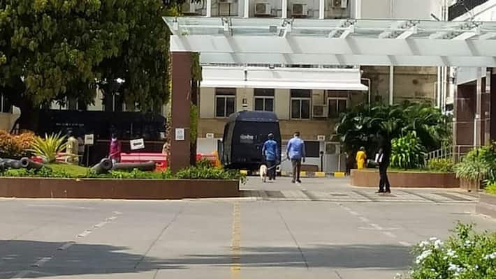 Security beefed up at the Mantralaya building after a bomb threat call was receive KPP Security beefed up at the Mantralaya building after a bomb threat call was receive KPP