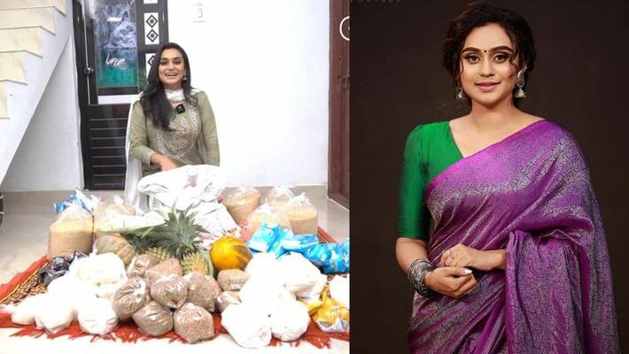 malayalam miniscreen anchor lakshmi nakshatra distribute food kits to peoples malayalam miniscreen anchor lakshmi nakshatra distribute food kits to peoples