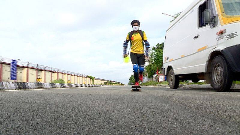 18 year old Madhu completed kerala journey in skateboard within 65 days