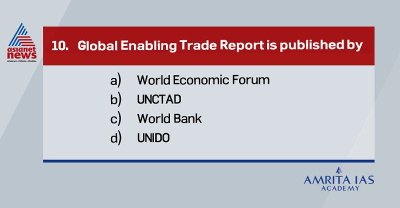Answer(a) The Global Enabling Trade Report published by WEF along with Global Alliance for Trade Facilitation ranks India at 102136 countries.